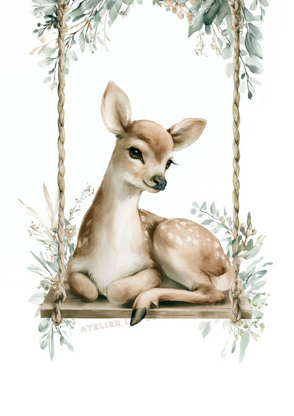 Affiche - Le Petit Faon sur sa Balançoire