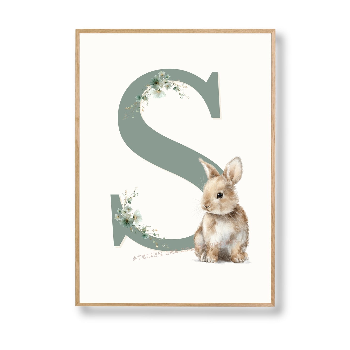 Affiche Lettre S et son petit animal