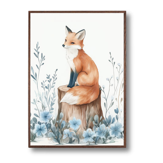 Renard & Fleurs Bleues – Charme Caché de la Forêt - Lovely Bird Atelier   