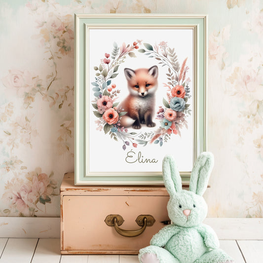 Tableau Renard  & Flore - Lovely Bird Atelier   