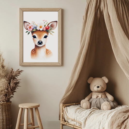 Affiche Biche & Couronne Fleurie - Atelier Les Jolies Choses  