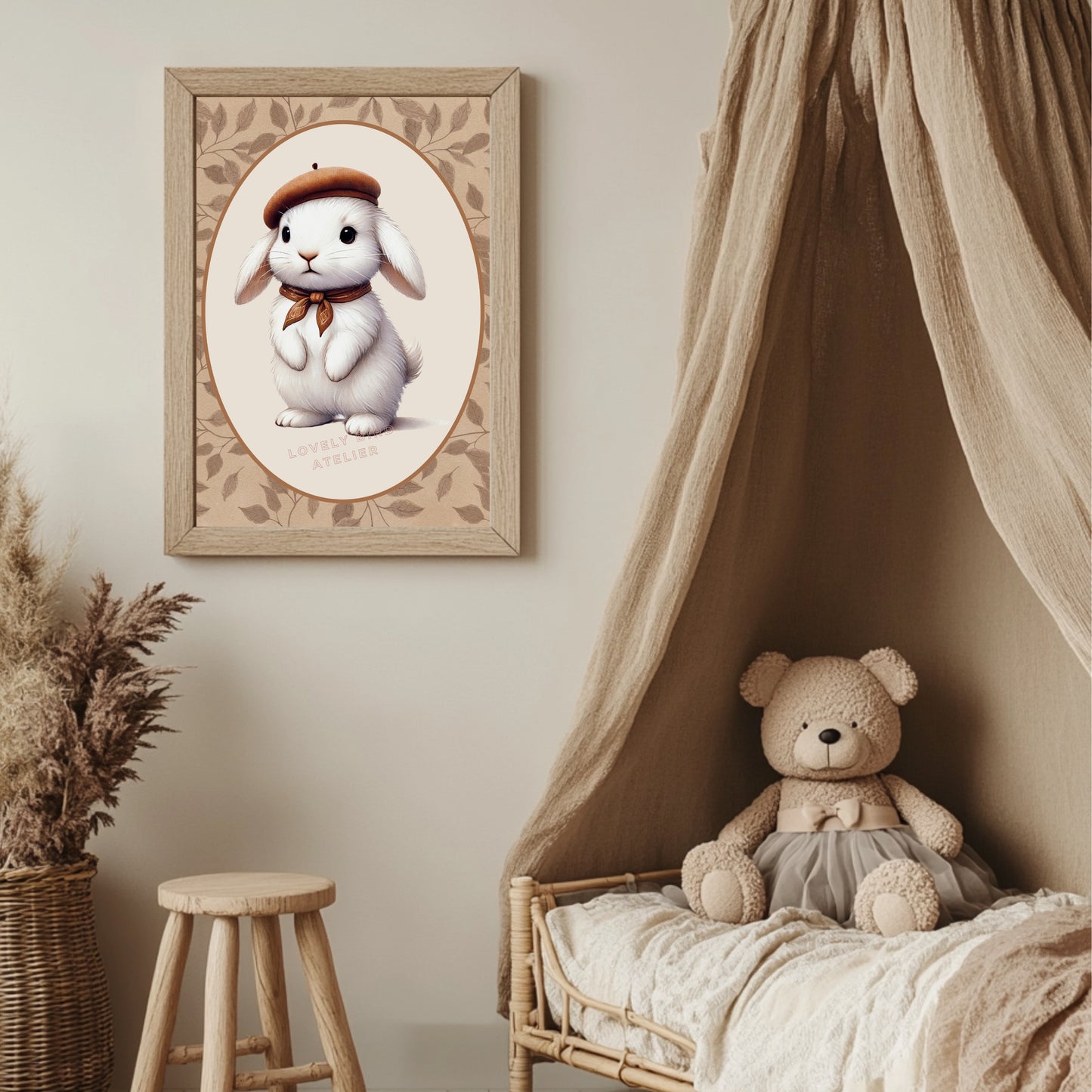 Affiche Lapin & Feuilles - Atelier Les Jolies Choses  