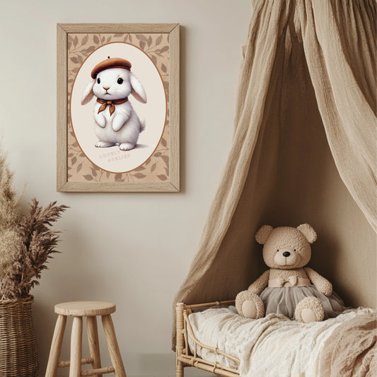 Affiche Lapin & Feuilles - Lovely Bird Atelier   