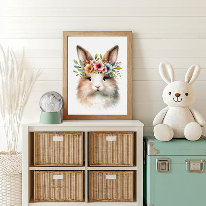 Affiche Lapin  Aquarelle & Fleurs - Atelier Les Jolies Choses  