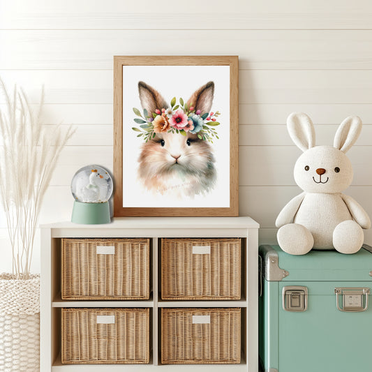 Affiche Lapin  Aquarelle & Fleurs - Lovely Bird Atelier   