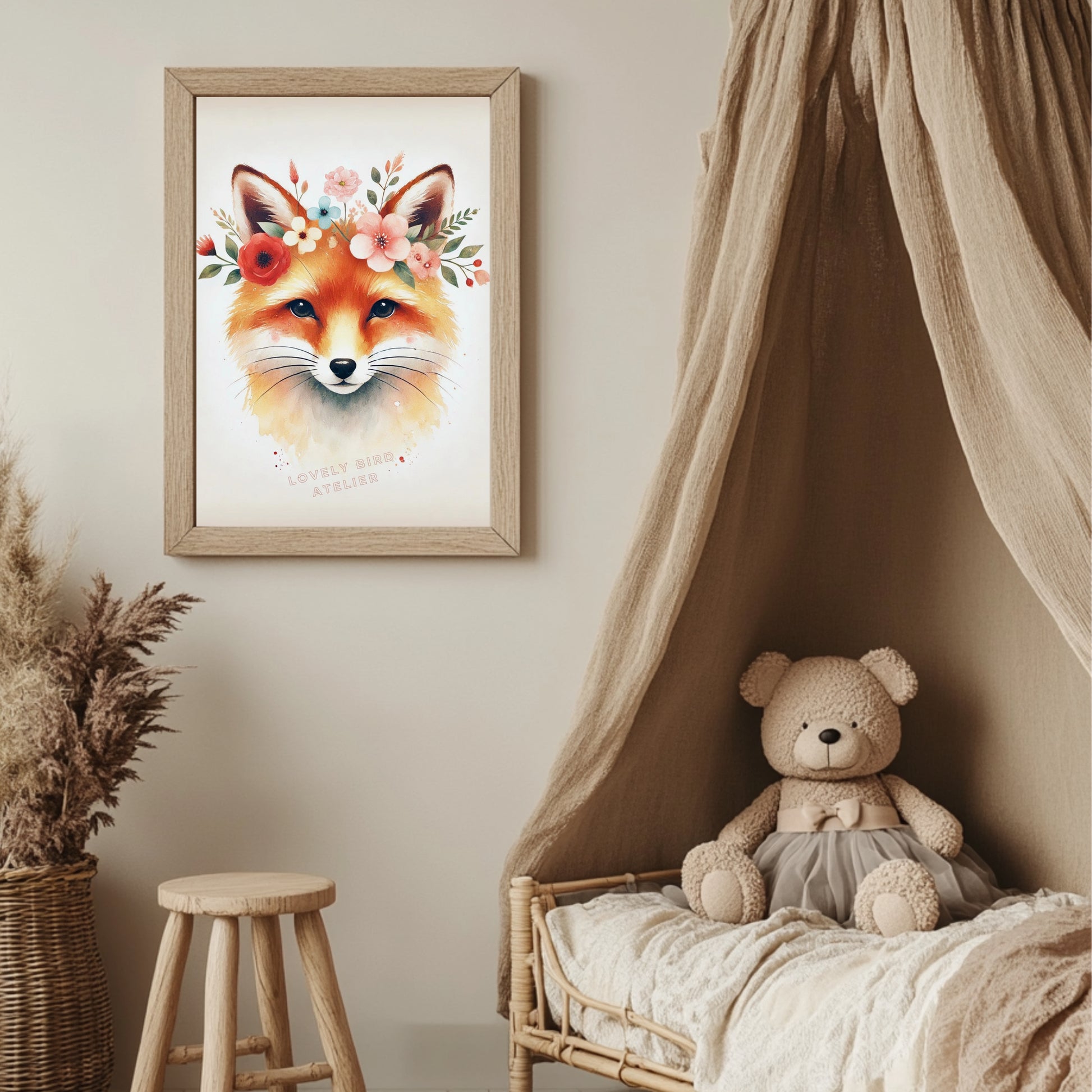 Illustration Fox and Flowers - Atelier Les Jolies Choses  