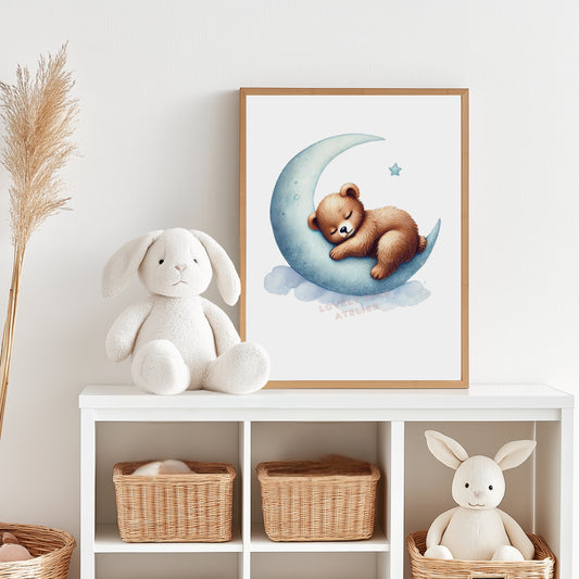 Affiche Ourson & Lune - Lovely Bird Atelier   