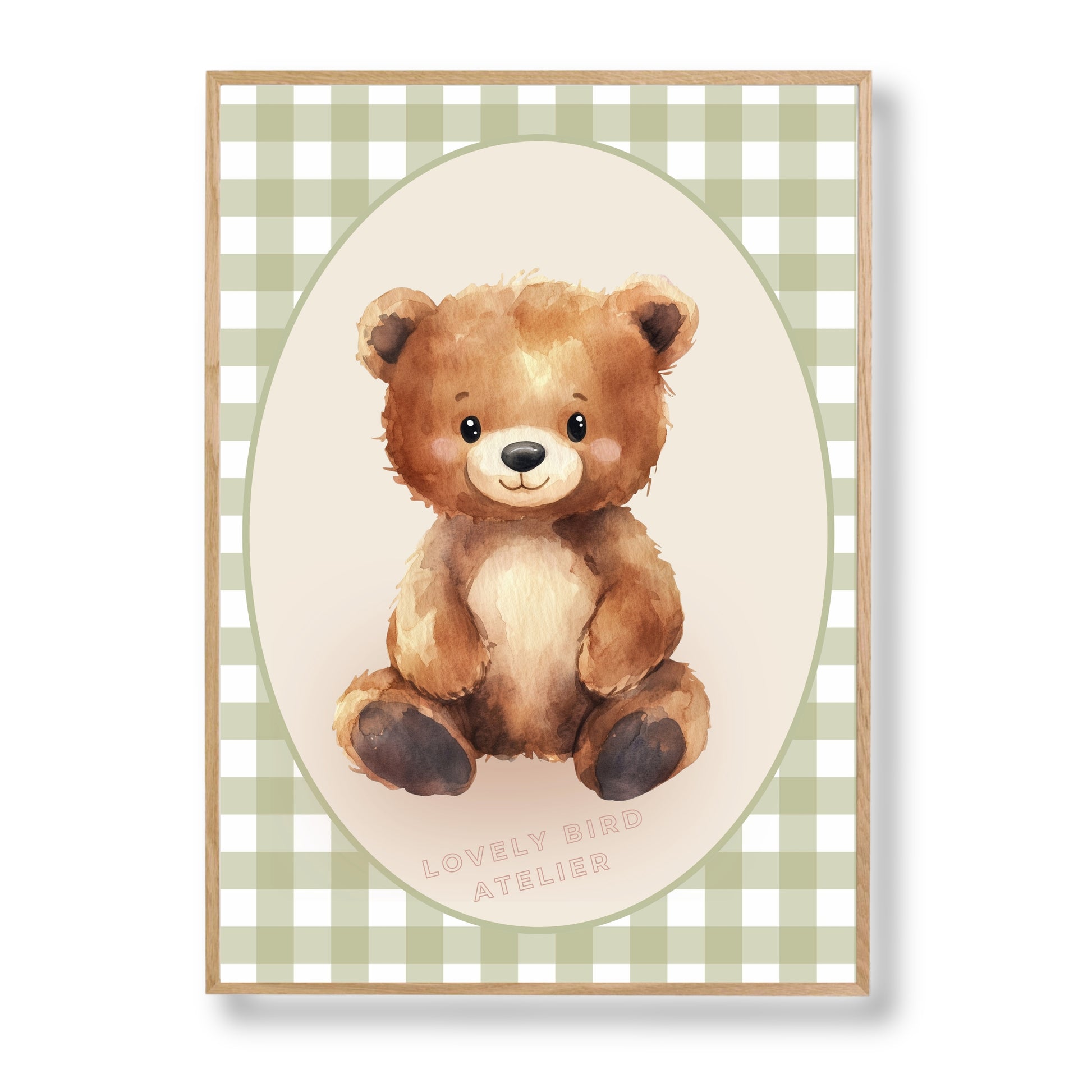 Affiche  Bébé Ours & Vichy - Atelier Les Jolies Choses  