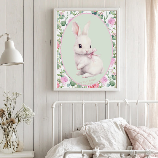 Affiche Lapin & Motif Fleuri - Lovely Bird Atelier   