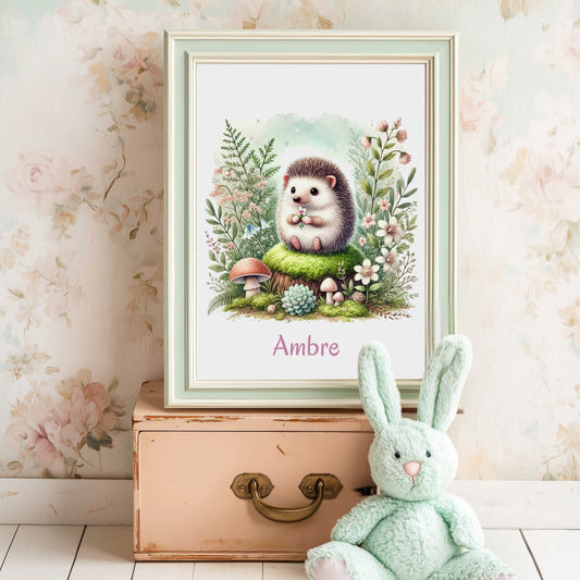 Affiche  Petit Hérisson & Fleur - Lovely Bird Atelier   
