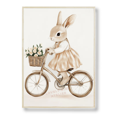 Affiche Lapine En Vélo & Fleurs - Lovely Bird Atelier   
