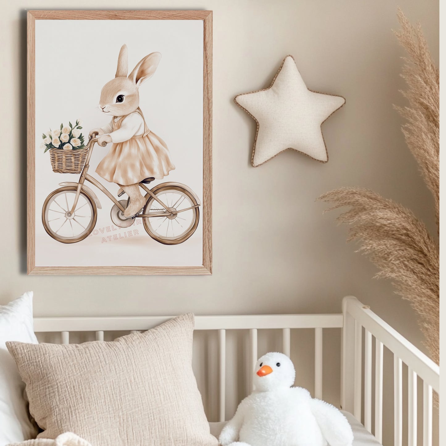 Affiche Lapine En Vélo & Fleurs - Lovely Bird Atelier   