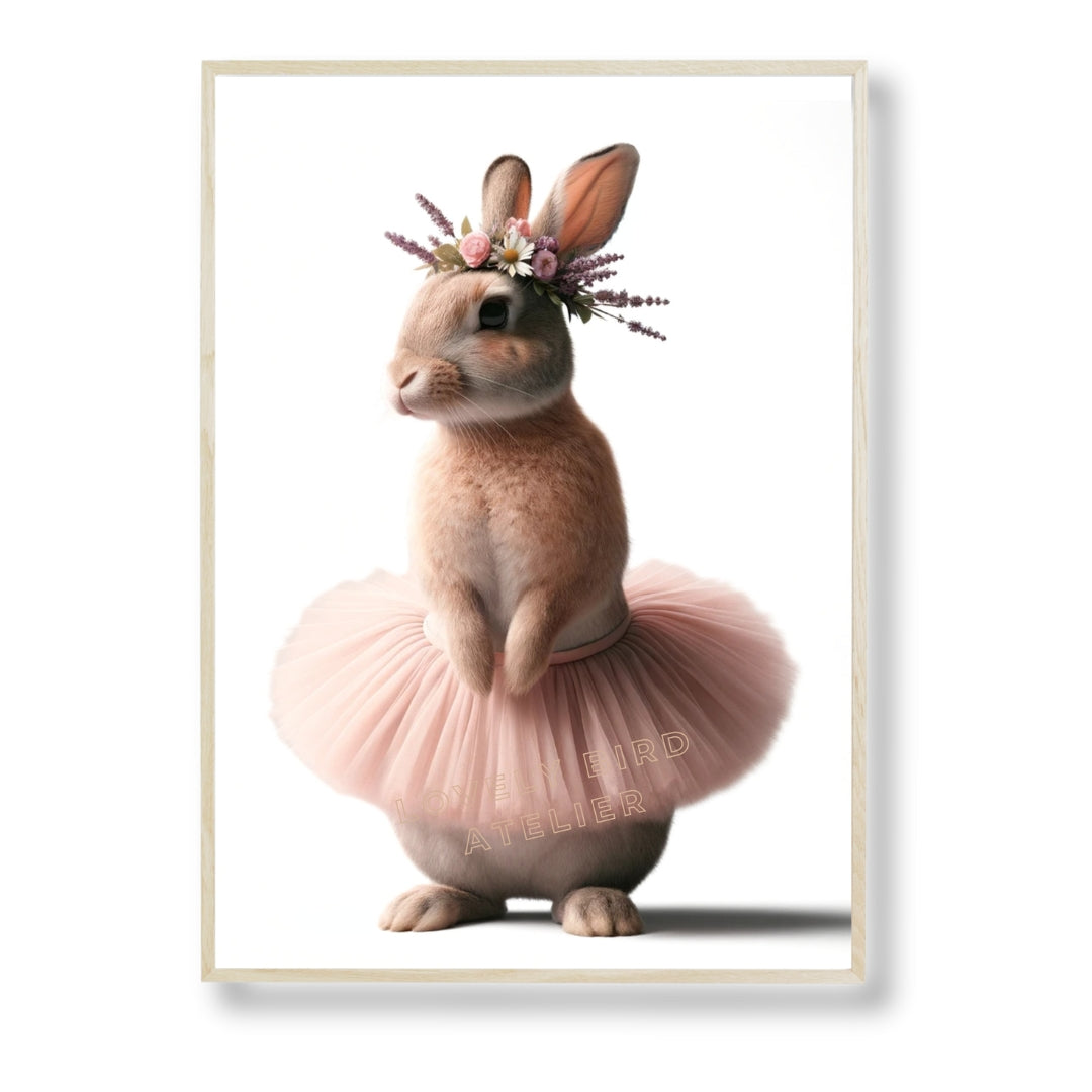 Tableau Lapin Danseuse Rose - Atelier Les Jolies Choses  