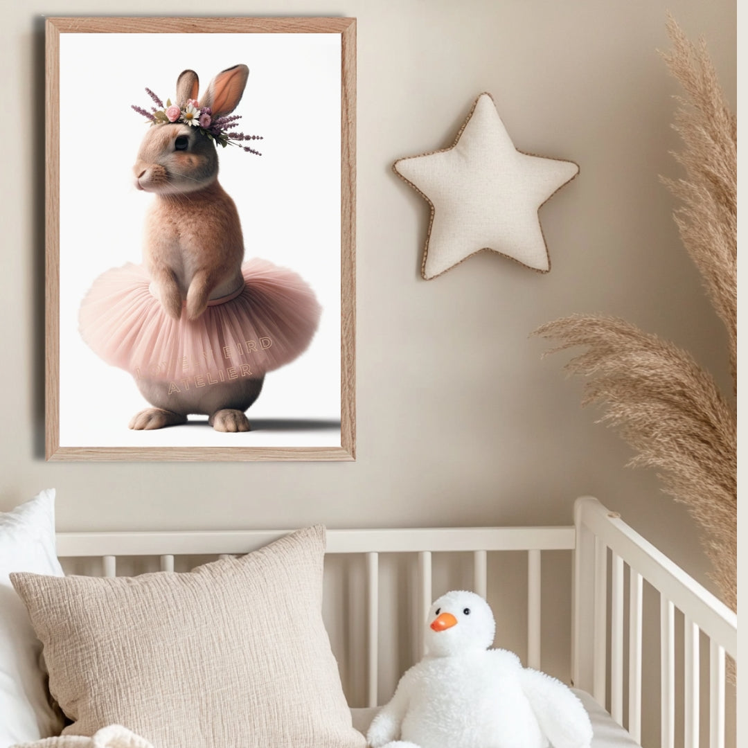Tableau Lapin Danseuse Rose - Atelier Les Jolies Choses  