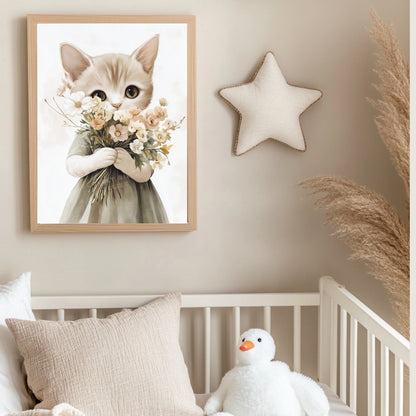 Affiche Chat &  Bouquet - Atelier Les Jolies Choses  