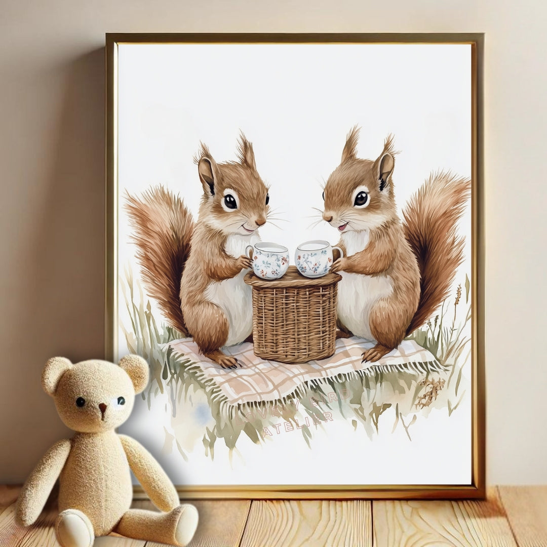 Affiche Ecureuils &  Cup Of Tea - Atelier Les Jolies Choses  