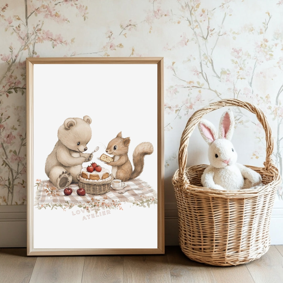 Affiche Ecureuil - Ourson &  Pâtisserie - Atelier Les Jolies Choses  
