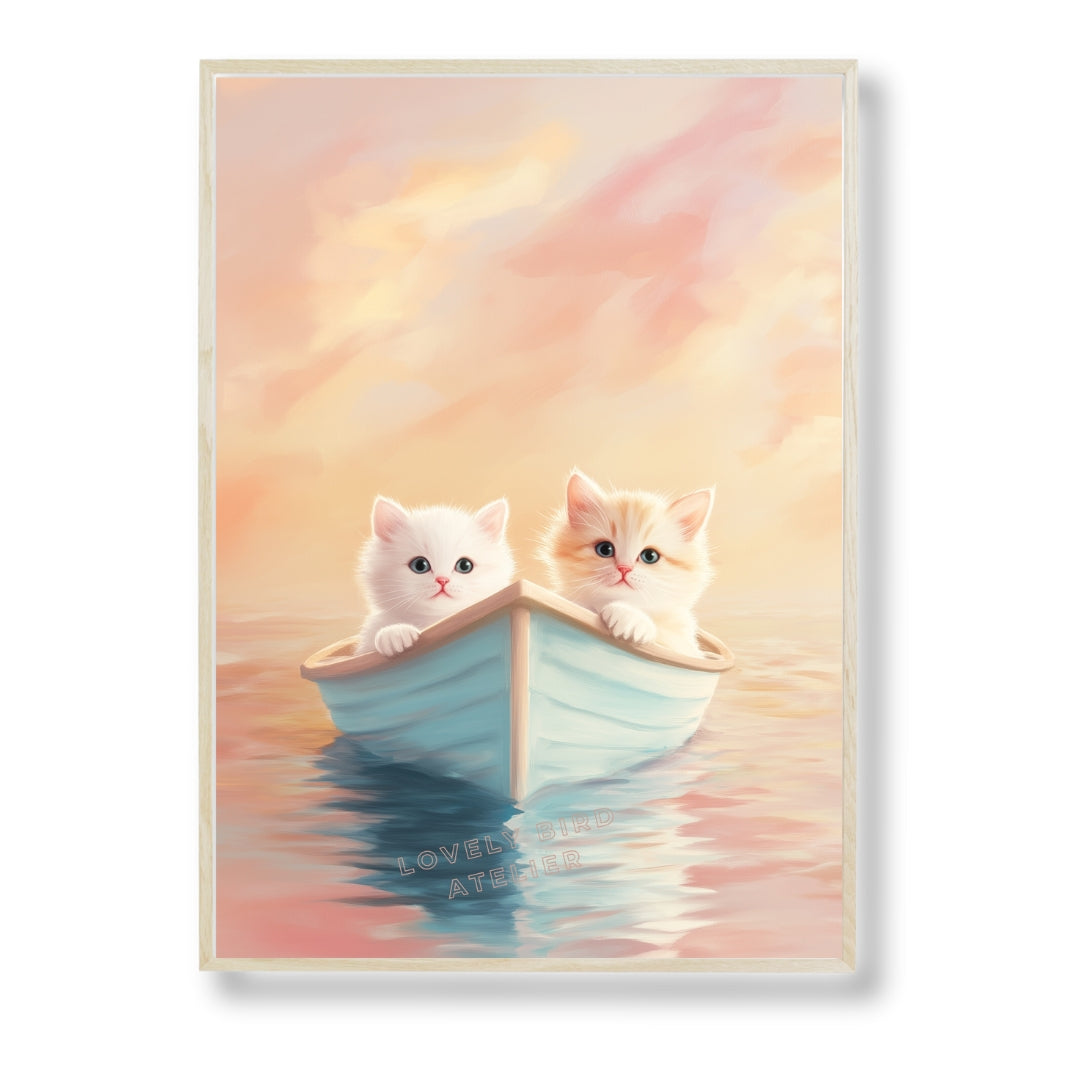 Affiche Chatons &  Barque - Atelier Les Jolies Choses  