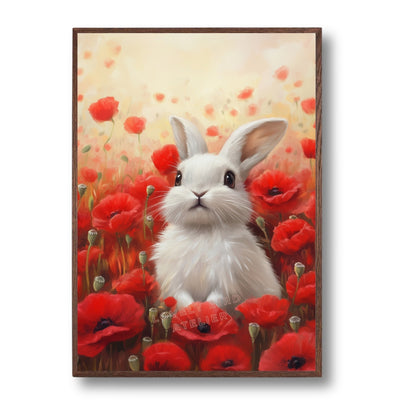 Affiche Lapin Blanc  & Coquelicots - Atelier Les Jolies Choses  