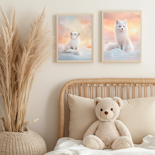 Affiche Renard Blanc Des Neiges - Lovely Bird Atelier   