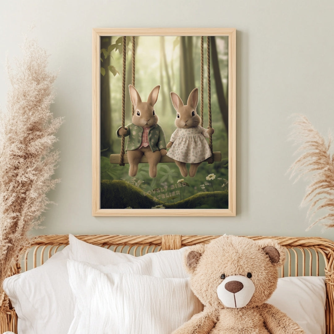 Affiche Lapins & Balançoire - Atelier Les Jolies Choses  