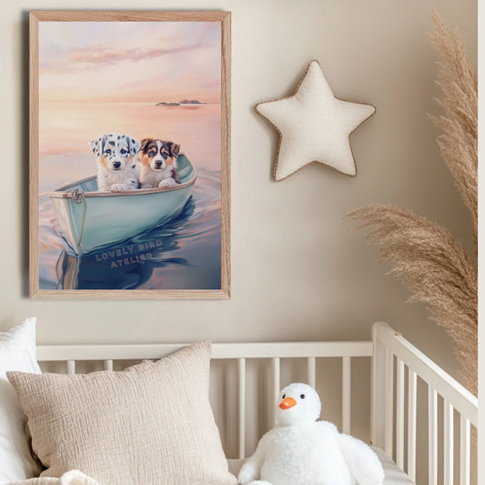 Affiche Bergers Australiens & Sunset - Lovely Bird Atelier   