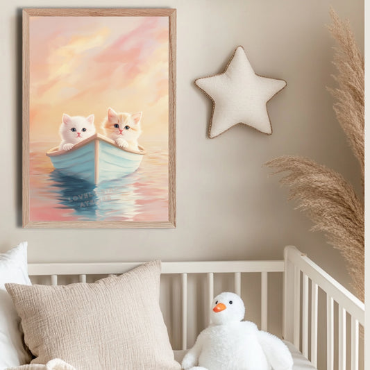 Affiche Chatons &  Barque - Lovely Bird Atelier   