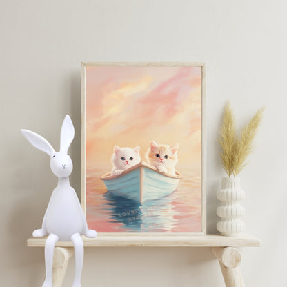 Affiche Chatons &  Barque - Atelier Les Jolies Choses  