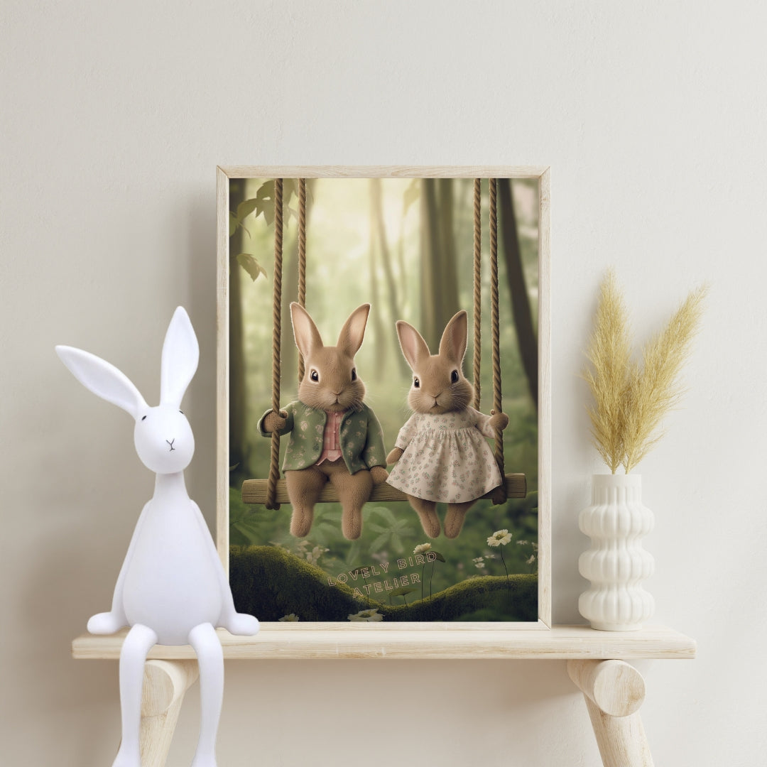 Affiche Lapins & Balançoire - Atelier Les Jolies Choses  