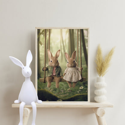 Affiche Lapins & Balançoire - Atelier Les Jolies Choses  