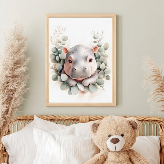 Affiche Joli Hippopotame - Lovely Bird Atelier   