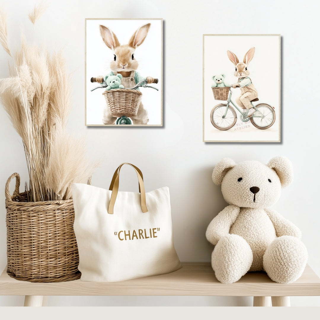 Affiche Lapin & Bicyclette - Atelier Les Jolies Choses  