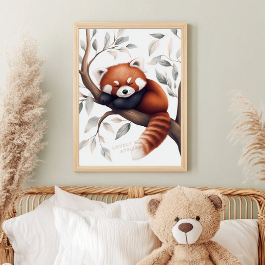 Affiche Panda Roux & Arbre - Lovely Bird Atelier   