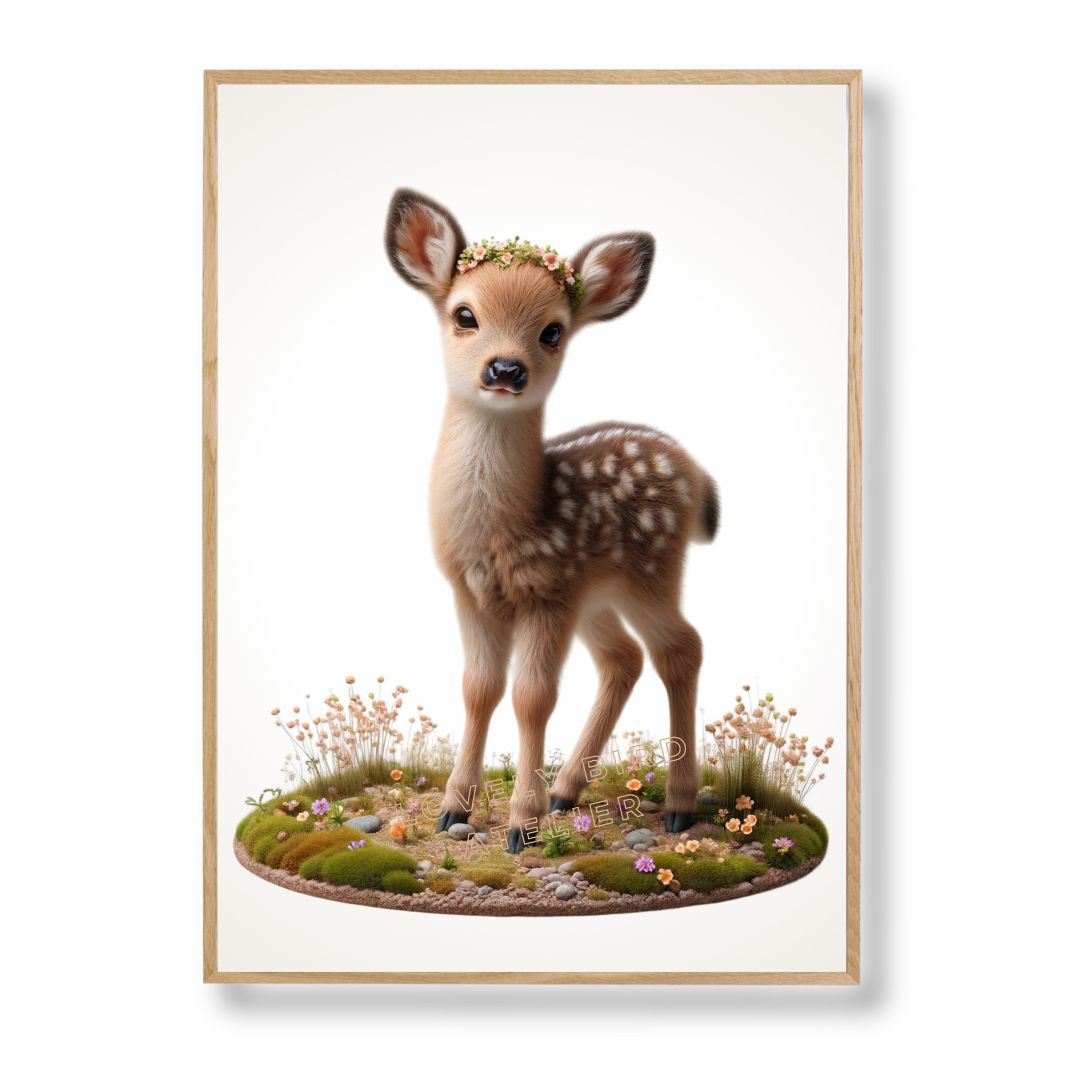 Tableau Biche & Fleurs - Atelier Les Jolies Choses  