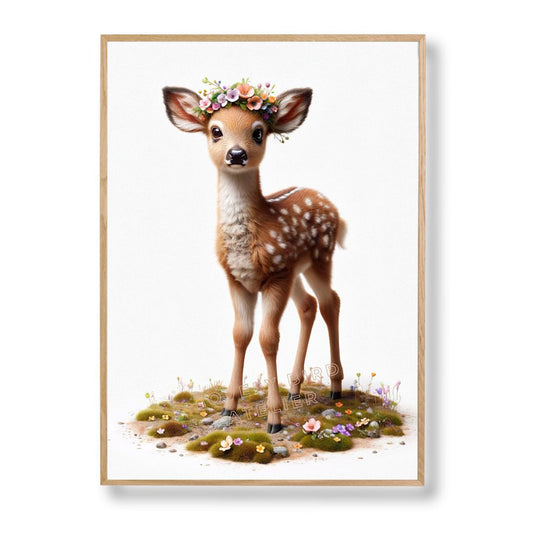Tableau Biche Fleurie - Lovely Bird Atelier   
