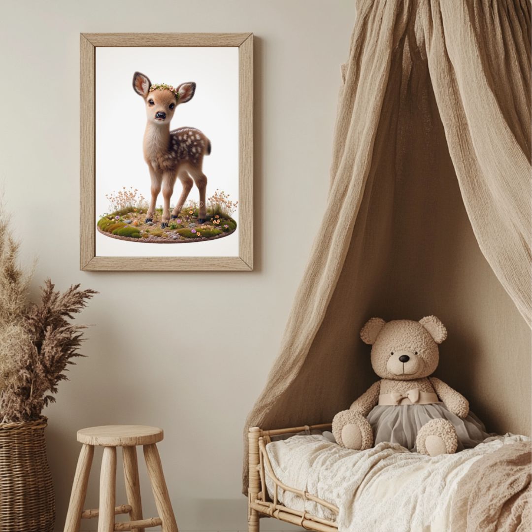 Tableau Biche & Fleurs - Atelier Les Jolies Choses  