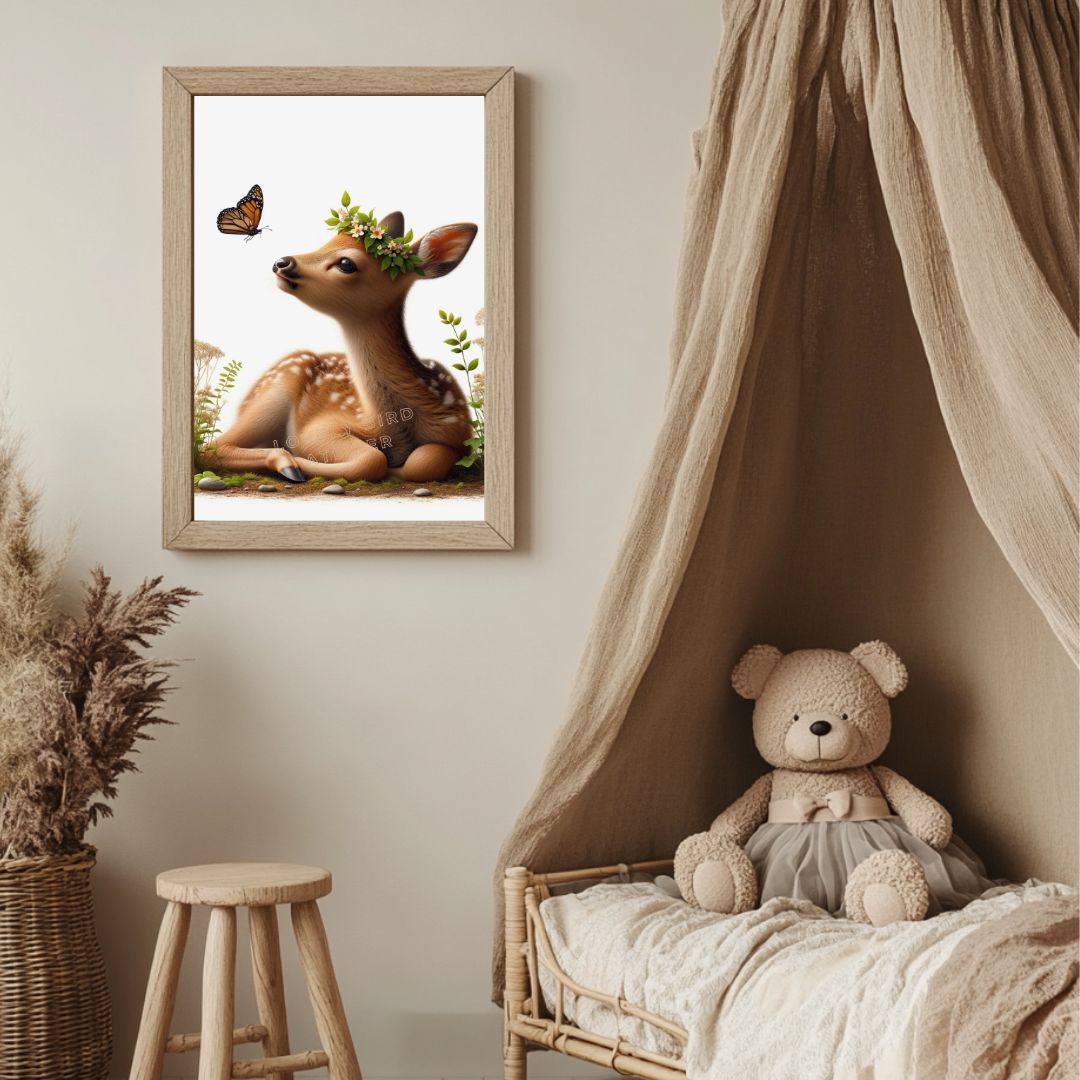 Tableau Biche & Papillon - Atelier Les Jolies Choses  