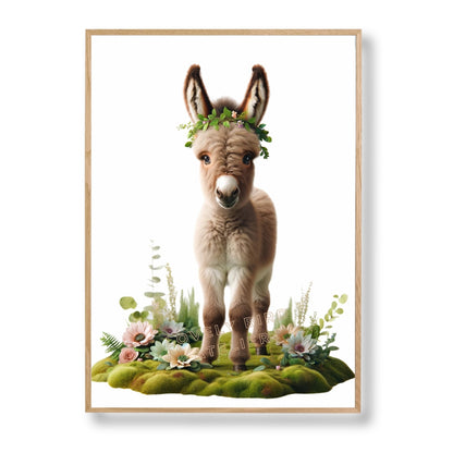 Tableau Bébé Âne & Fleurs - Atelier Les Jolies Choses  