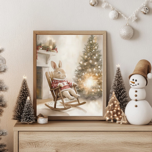 Affiche Lapin & Sapin de Noël - Lovely Bird Atelier   
