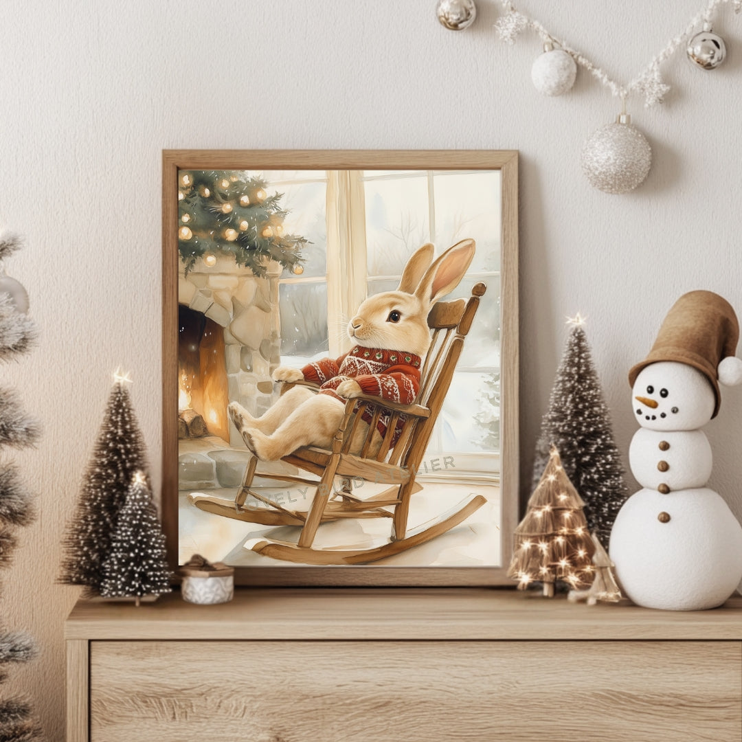 Affiche Lapin & Pull de Noël - Atelier Les Jolies Choses  