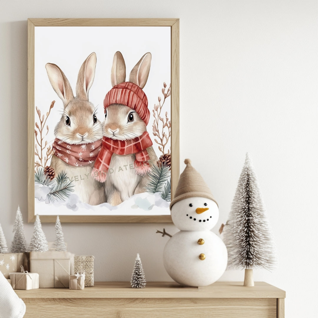Affiche  Duo Lapins En Hiver - Atelier Les Jolies Choses  