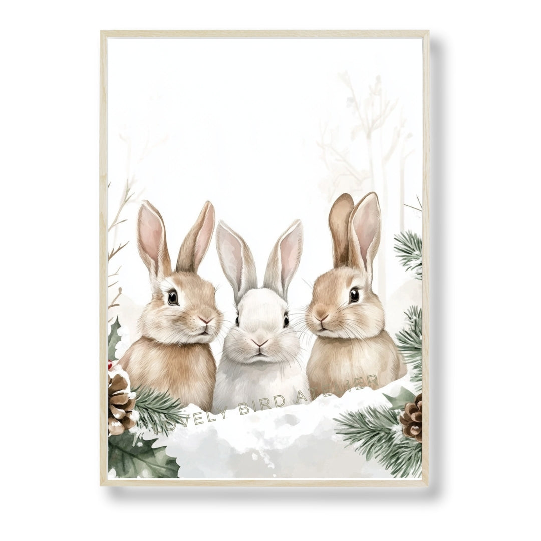 Affiche Trio Lapins & Hiver - Atelier Les Jolies Choses  
