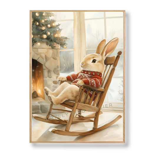 Affiche Lapin & Pull de Noël - Lovely Bird Atelier   