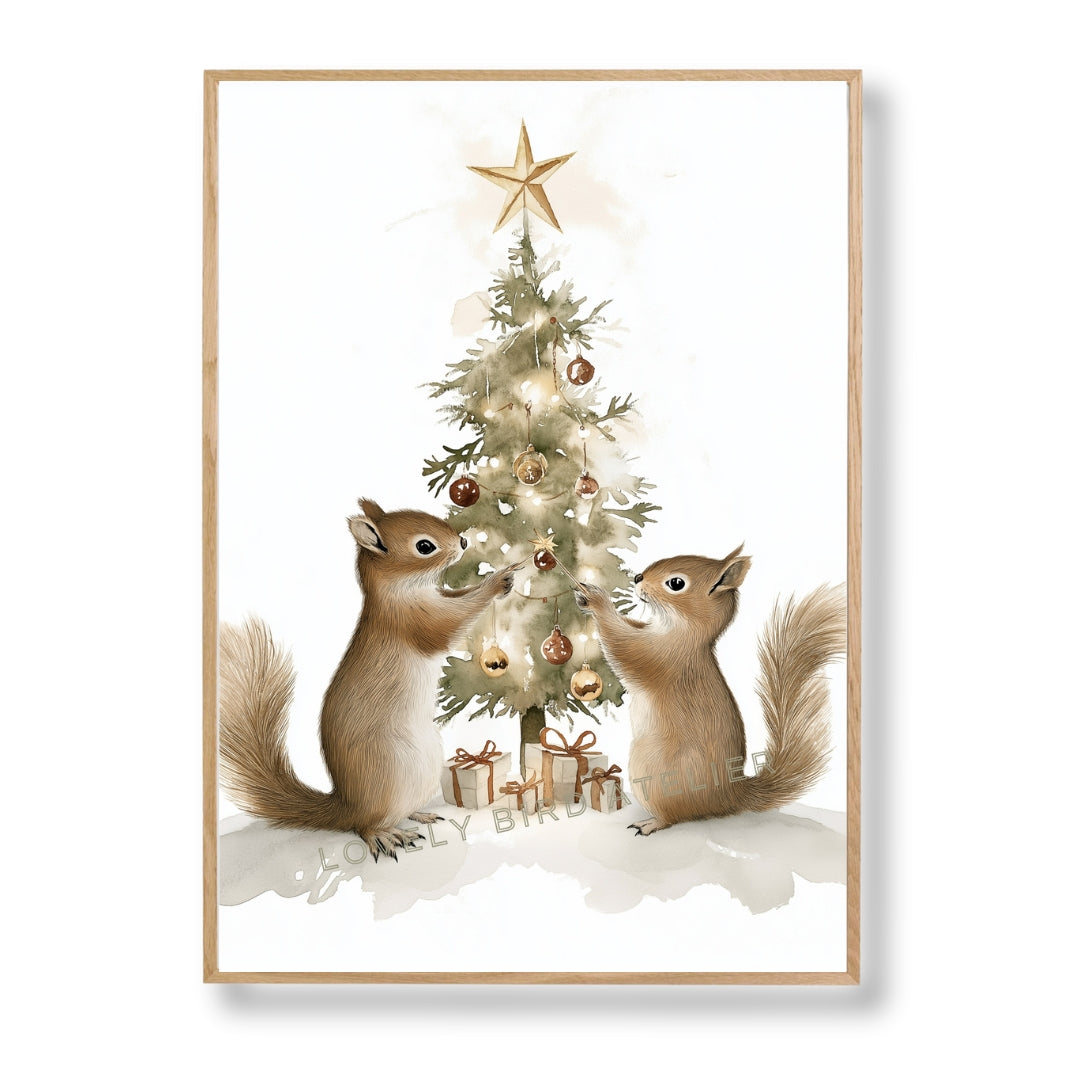 Affiche Ecureuils & Sapin De Noël - Atelier Les Jolies Choses  