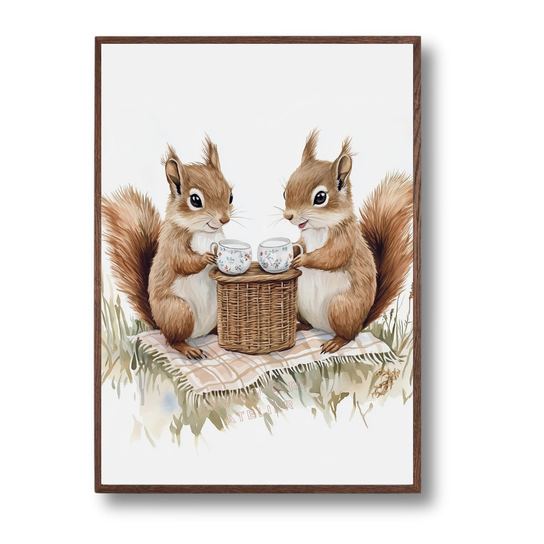 Affiche Ecureuils &  Cup Of Tea - Atelier Les Jolies Choses  