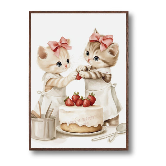 Affiche Chatons  & Pâtisserie - Lovely Bird Atelier   