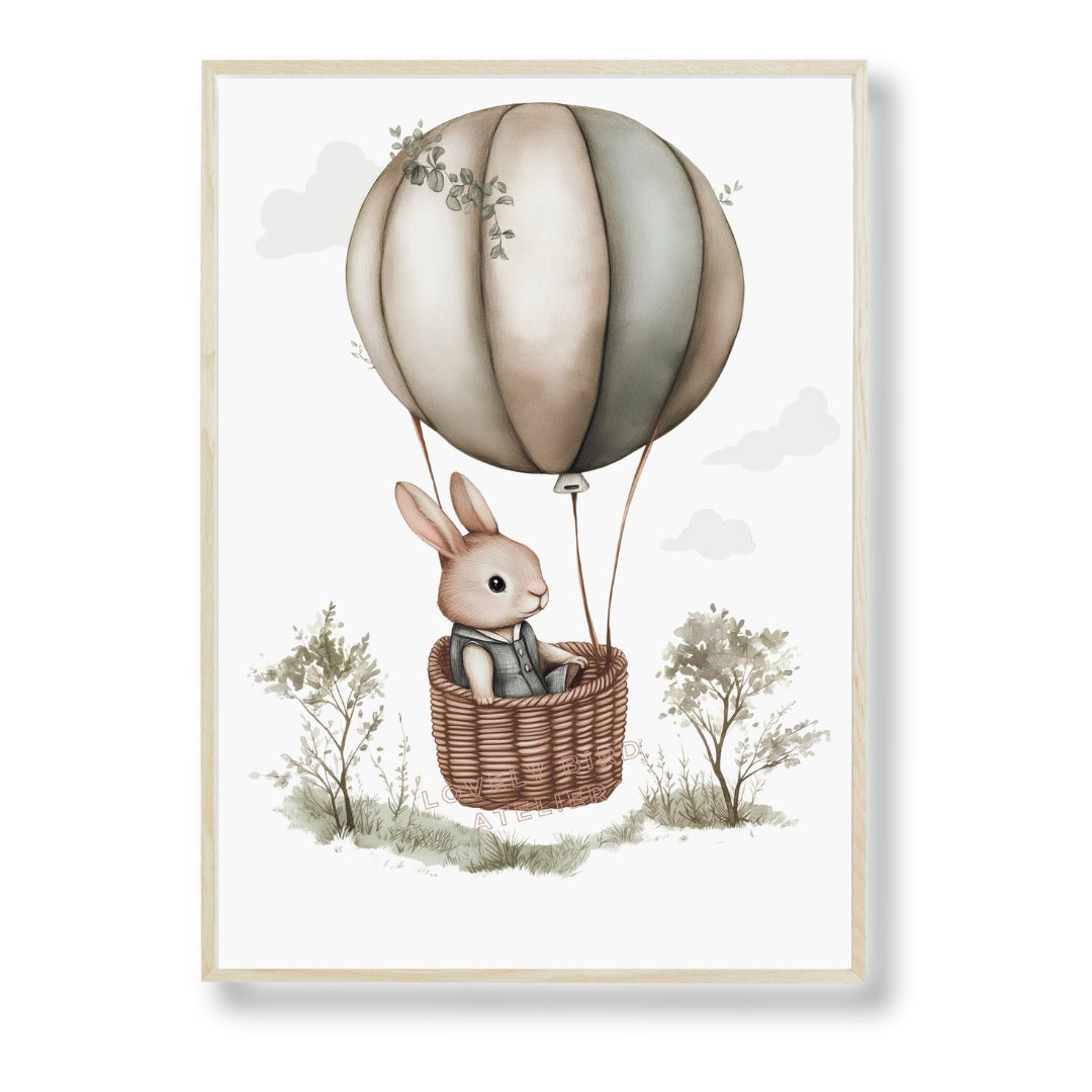 Affiche Lapin & Montgolfière - Atelier Les Jolies Choses  