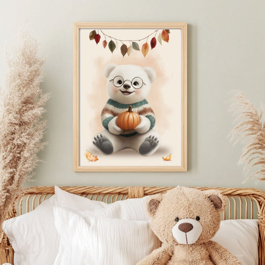 Affiche  Bébé Ours & Automne - Lovely Bird Atelier   
