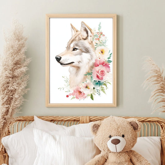 Affiche  Loup & Floraison - Lovely Bird Atelier   