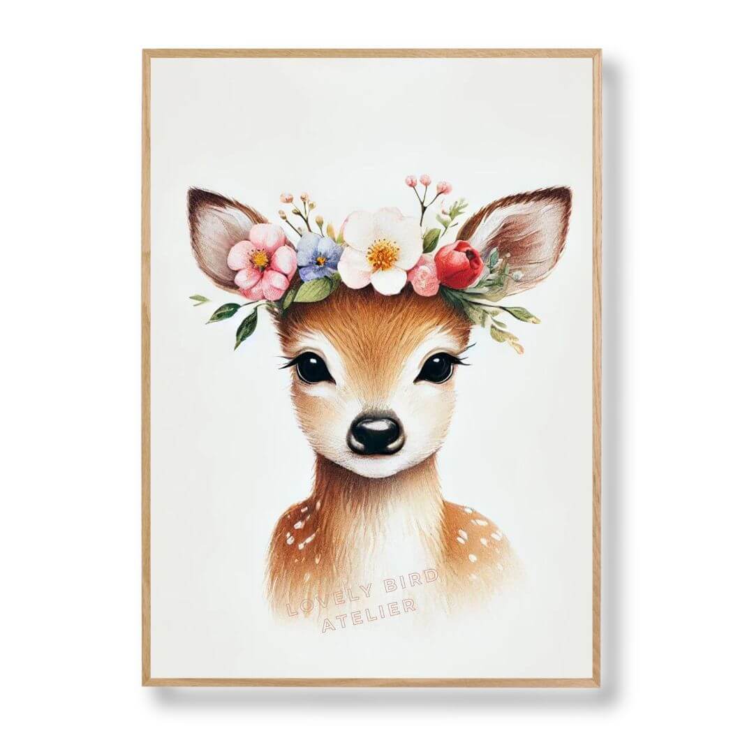 Affiche Biche & Couronne Fleurie - Atelier Les Jolies Choses  